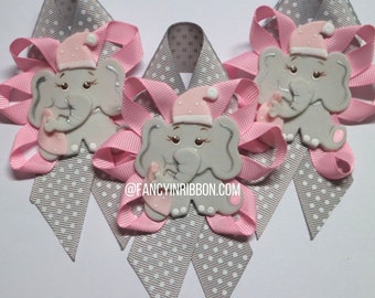 12 Elephant Baby Shower Guest pins - Grandma to be -  Baby Pink & Gray - Baby It's cold outside
