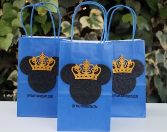 3pc Royal Blue Mouse Prince Party Favor - Treat Bag - Party Decorations