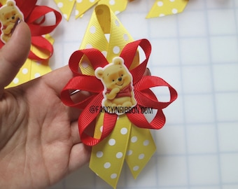 Baby Shower Bear Red & Yellow Baby Shower Guest Pins - Grandma to be - Brother to be - Teddy bear its a boy hunny