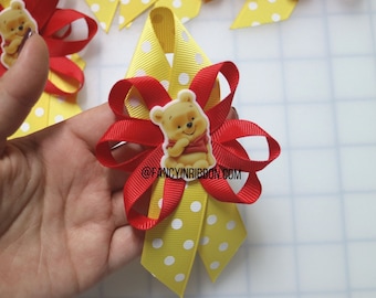 Baby Shower Bear Red & Yellow Baby Shower Guest Pins - Grandma to be - Brother to be - Teddy bear its a boy hunny winnie the pooh