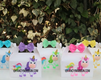 Unicorn Rainbow Bow Birthday Party Favor - Treat Bag - Treat Box - Party Decorations - Unicorn Birthday Girl