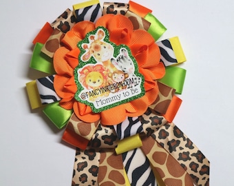 Baby Safari Jungle Animals Baby Shower Mommy to Be Corsage Pin