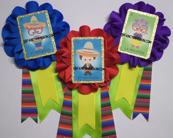 Mexican Fiesta Baby Boy - Girl Loteria Themed Baby Shower Guest Pins - It's a Girl! It's a Boy! Grandma to Be - Sister to Be *