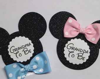 Pink Blue Twins/Gender Reveal  Mouse Themed Baby Shower Guest Pins -  baby shower pins - Guest Favors - Grandparent Pins