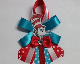Baby shower Daddy grandpa boutonniere Dr Seuss The cat in the hat thing 1 /& 2