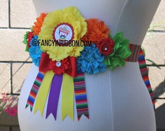 Fiesta Mexican Baby Shower Themed Mommy To Be Baby Shower Maternity Floral belly Sash