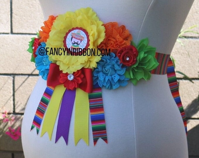 Featured listing image: Fiesta Mexican Baby Shower Themed Mommy To Be Baby Shower Maternity Floral belly Sash