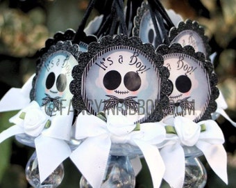 12 Baby Halloween Skeleton Christmas Baby Shower Pacifier Necklaces - Baby Shower Games - Party Decorations - It's a boy
