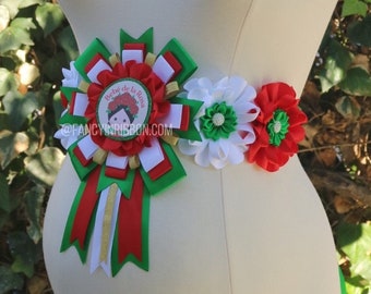 Fiesta Mexicana Baby Girl De La Rosa Mazapan Baby Shower Themed Mommy Corsage Pin little senorita belly floral maternity sash