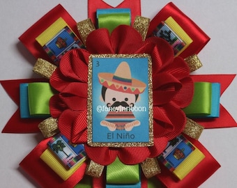 Mexican Fiesta Baby Boy Loteria  Baby Shower Themed Mommy Corsage Pin