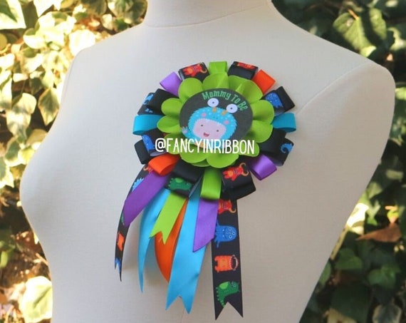Halloween Momster Mash Baby Shower mommy to be Themed ribbon corsage pin