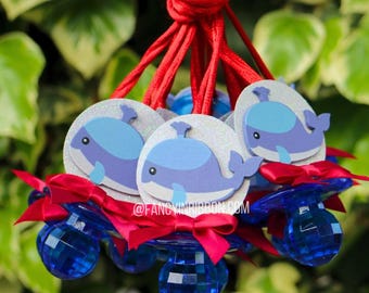 12 Ahoy Nautical Whale Red White Royal Blue Baby Shower Pacifier Necklaces - party games