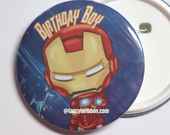 Superhero iron Birthday Pin - Birthday Corsage - Birthday Gift  - Superhero Birthday