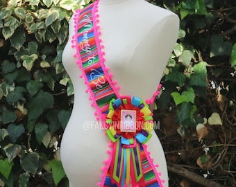 Fiesta Mexicana Baby Girl Themed Mommy To Be Baby Shower Sash - Maternity Sash Pink shoulder sash - la senorita - loteria