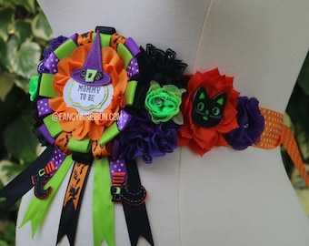 Baby is Brewing Halloween Witch Spiders Baby Shower Baby Girl Mommy to be maternity floral belly sash