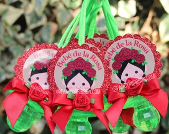 12 Fiesta Mexican Baby Girl Themed Baby Shower Pacifier Necklaces - Baby Shower Games - Party Decorations