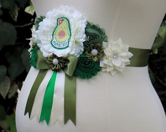 Mamacado Themed Holy Guacamole Baby Shower ,Avocado Baby Shower Sash ,Avocado Maternity Sash ,Avocado Sash for Mommy, Pregnancy Sash