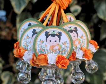 12 hey Cutie Baby Girl Orange Baby Shower Pacifier Necklaces Baby Girl - Baby Shower Games - Party Decorations Clementine