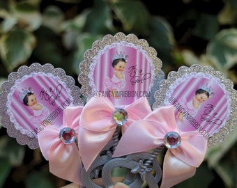 12 Pink & Silver Princess its a Girl Baby Shower Guest Pins - baby shower rattles - Guest Pins - Guest Favors - Grandparent Pins