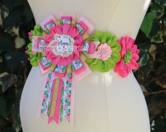 Tropical flamingo baby shower sash girl maternity belt summer baby shower girl pineapple sash mommy to be baby shower decorations