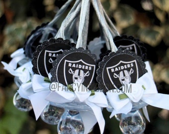 12 Sports football gray black Themed Baby Shower Guest Pacifier necklaces - party games