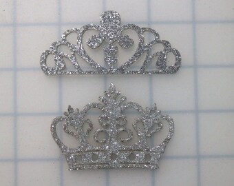 10 silver prince princess crown glitter foam cutout - party decorations - baby shower