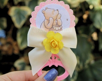 Bear Baby Pink & Yellow Baby Shower Guest Pins - baby shower rattles - Guest Pins - Guest Favors - Grandparent Pins - teddy bear