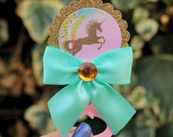 Unicorn Baby Shower Themed Guest Pins -  baby shower rattles - Guest Favors - Grandparent Pins