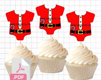 PDF File Santa Clause Christmas Baby its cold outside 2 inch Onesie Tags/ Cupcake Toppers - Baby Shower Tags