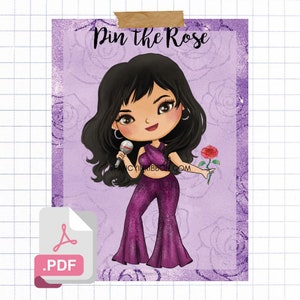 PDF File Pin the rose on the Pop Star birthday party Themed game Selena
