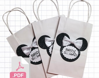 PDF Bridal Shower Bow Bride Squad Party Favor centerpiece template file - Treat Bag - Party Decorations - Bridesmaid gifts diy