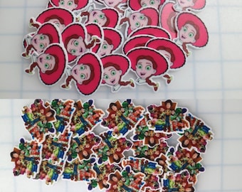 24pc Planar Resin - Resin Flatback - Character - Supplies - Embellishment - Bow Supply - Brooches - cowgirl cowboy woody toy story
