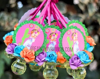 12 Fiesta Mexican Baby Girl Themed Baby Shower Pacifier Necklaces - Baby Shower Games - Party Decorations - Party Games