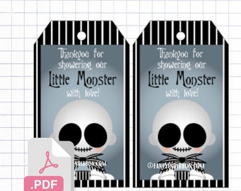 PDF File  Halloween christmas monters - Baby skeleton  thankyou for showering our little monster tags Momster Mash