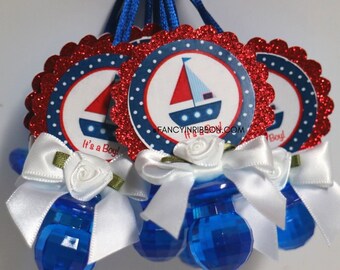 12 Ahoy It's a Boy Nautical Baby Shower Pacifier Necklaces - party games