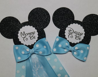 Mommy to Be Corsage Pin Baby Blue Mouse Baby Shower Pin Its a boy