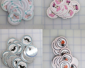 Baby Shower Cutouts for Pacifiers - sports baseball football - elephant circus - mouse - little man mustache
