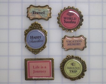 6 Travel themed Scrapbook sticker/tags - Life is a Journey - Vacation memories