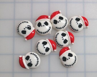 10pc Planar Resin - Resin Flatback - Character - Supplies - Embellishment - Bow Supply - Brooches - christmas santa clause skeleton