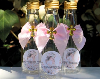 12 Gold Glittered Cross Pink - First Communion/primera comunión - party favors
