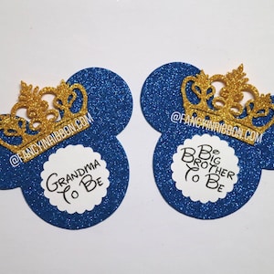 Royal Blue Gold Prince Themed Baby Shower Guest Pins -  baby shower pins - Guest Favors - Grandparent Pins