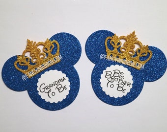 Royal Blue Gold Prince Themed Baby Shower Guest Pins -  baby shower pins - Guest Favors - Grandparent Pins