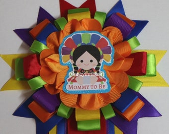 Fiesta Mexicans Baby Rag Doll girl Baby Shower Themed Mommy Corsage Pin
