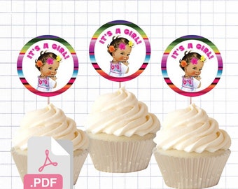 PDF File Fiesta Mexicana Baby Girl Themed Cupcake Toppers