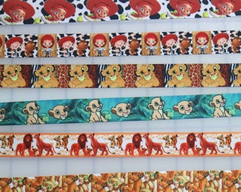 7/8" Print Grosgrain Ribbon for bows - baby shower pin - cowgirl - horse - jungle safari - lion