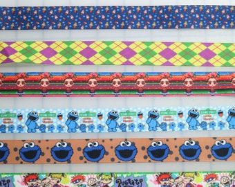 7/8" Print Grosgrain Ribbon for bows - baby shower pin - teddy bears - space rocket - cookies - monster - fiesta - mardi gras