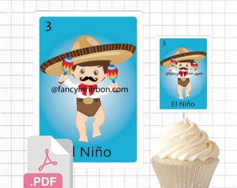 PDF File Fiesta Mexicana Mariachi With Maracas Baby Boy Themed Cupcake Toppers - Charro