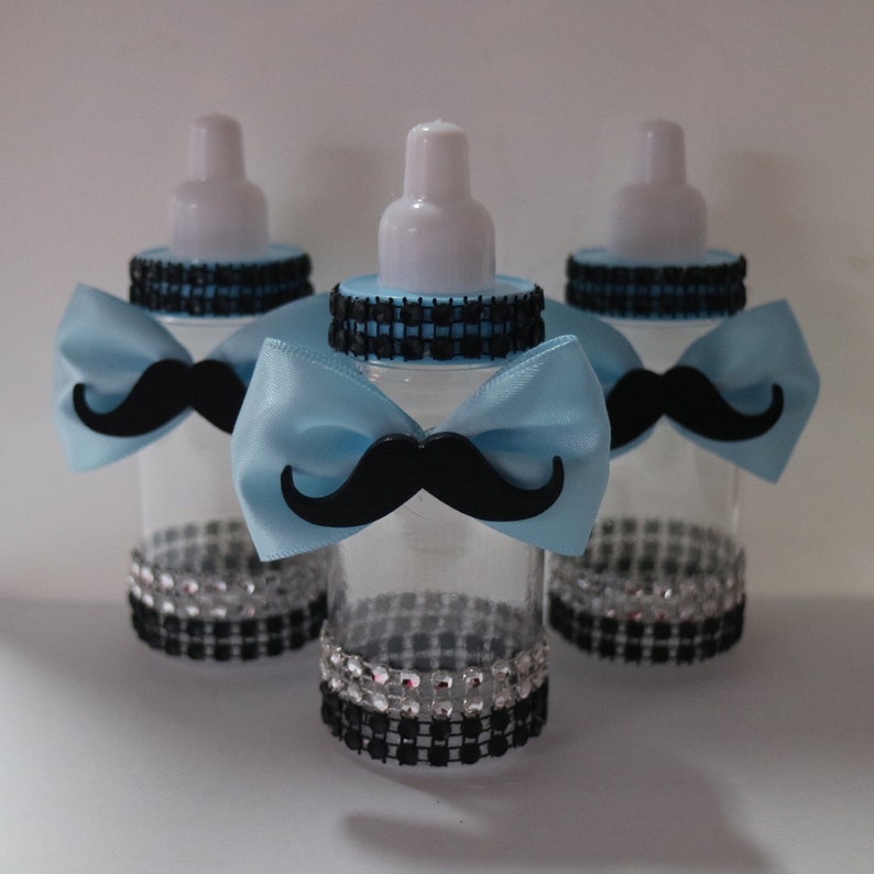 12 Mustache Themed Baby Shower Favor Bottles Baby Shower Etsy