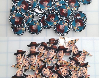 30pc Planar Resin - Resin Flatback - Character - Supplies - Embellishment - Bow Supply - Brooches - cowgirl cowboy woody toy story