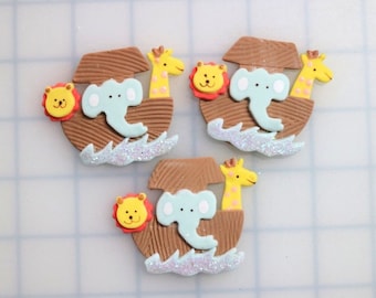 12 Noah Arks Animals Baby Clay-  Baby Shower for Pacifier Necklaces / Party Decorations / Guest Pins